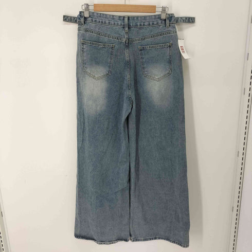 ダメージワイドデニムパンツ レディース
