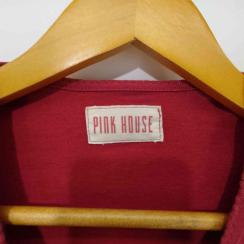ピンクハウス PINK HOUSE リボン付 フリル ノーカラー コットンカーディガン レディース
