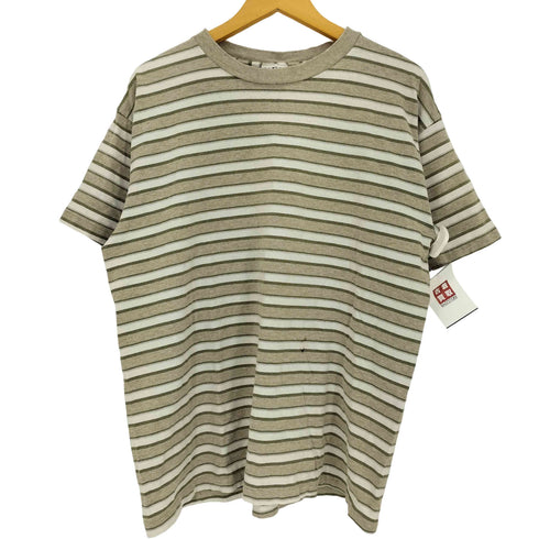 90s KEY ELEMENTS ボーダー クルーネック Tシャツ 袖&裾 シングルステッチ メンズ