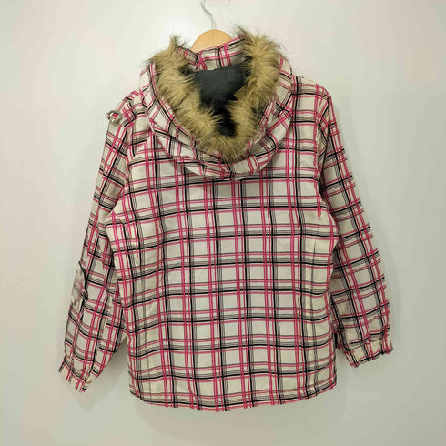 エアウォーク AIRWALK 00s Y2K 裾ドローコード ファー チェック スキージャケット レディース JPN:M
