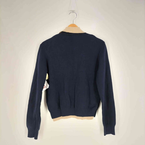 ザラ ZARA コントラストダブルレイヤーポロニットカーディガン レディース import:M