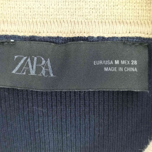 ザラ ZARA コントラストダブルレイヤーポロニットカーディガン レディース import:M
