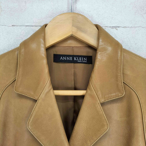 アンクライン ANNE KLEIN cow leather エルボーパッチ付カウレザー2Bテーラードジャケット レディース 9