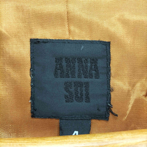 アナスイ ANNA SUI lamb leather USA製 ラムレザーデザインジップジャケット レディース 4