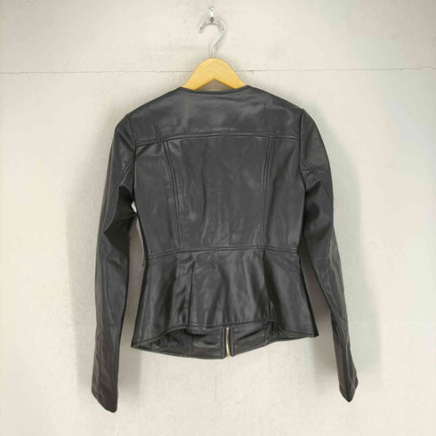 ザラ ZARA フェイクレザーノーカラージャケット レディース import:M