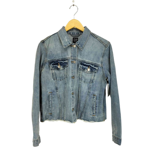ギャップ Gap ダメージ加工デニムトラッカージャケット レディース import:L