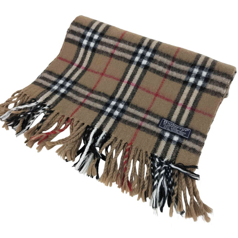 バーバリーズ BURBERRYS イングランド製 ノバチェック フリンジ ウール マフラー レディース