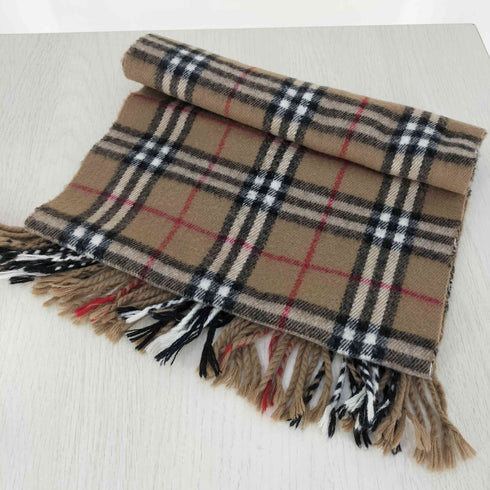 バーバリーズ BURBERRYS イングランド製 ノバチェック フリンジ ウール マフラー レディース
