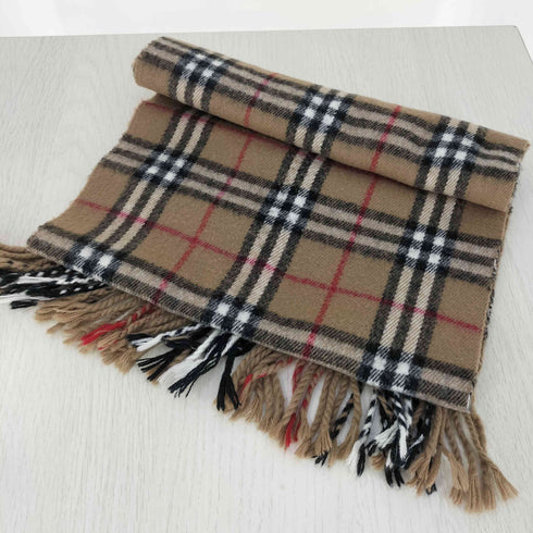 バーバリーズ BURBERRYS イングランド製 ノバチェック フリンジ ウール マフラー レディース