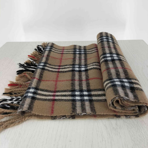 バーバリーズ BURBERRYS イングランド製 ノバチェック フリンジ ウール マフラー レディース
