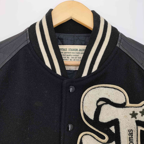 Vintage Stadium Jacket ビックワッペン刺繍 袖カウレザー切替 スタジャン メンズ import:M