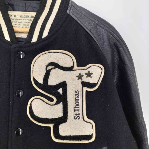 Vintage Stadium Jacket ビックワッペン刺繍 袖カウレザー切替 スタジャン メンズ import:M