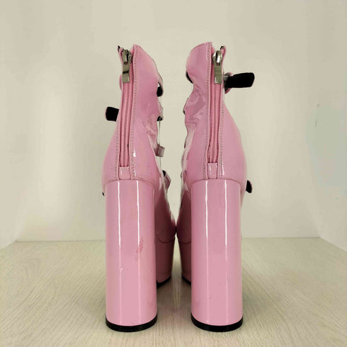 GUREITOJP エナメルチャンキーヒールプラットフォームパンプス レディース