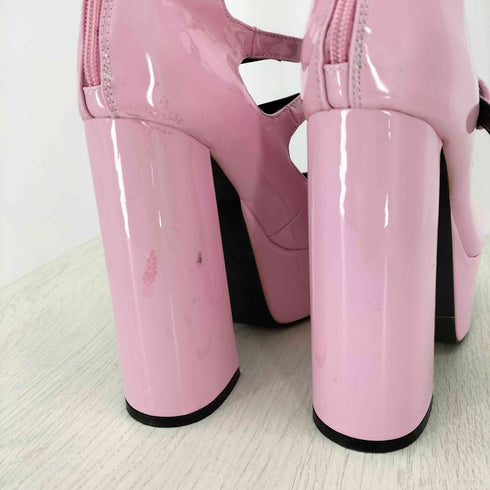 GUREITOJP エナメルチャンキーヒールプラットフォームパンプス レディース