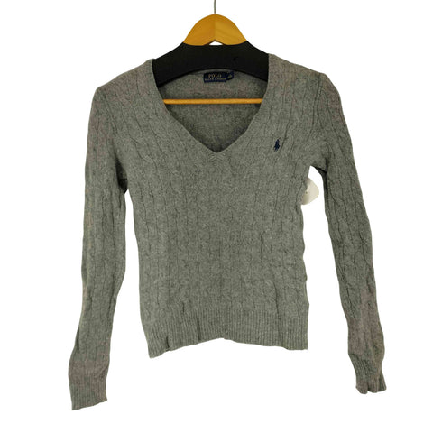 ポロラルフローレン POLO RALPH LAUREN カシミヤ混スモールポニー刺繍ケーブルニット レディース import:XS