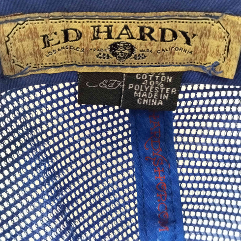 エドハーディー Ed Hardy スカル スパンコール 装飾 ロゴ 6パネル メッシュ キャップ Y2K メンズ