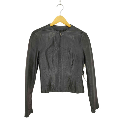 ギャップ Gap OLD 00s lamb leather ラムレザーノーカラージャケット レディース M