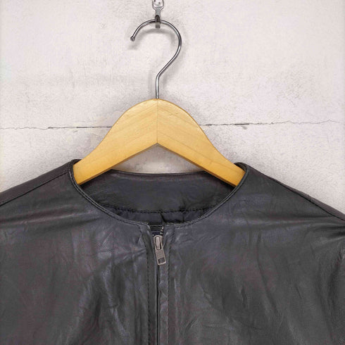 ギャップ Gap OLD 00s lamb leather ラムレザーノーカラージャケット レディース M