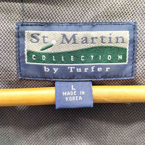St Martin by Turfer 企業ロゴ 刺繍 ハーフジップ レーヨン ポリ プルオーバー メンズ import:L