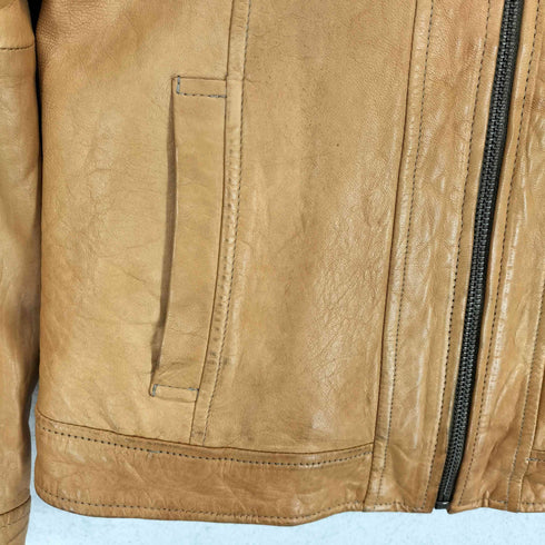 バナナリパブリック BANANA REPUBLIC lamb leather ラムレザーノーカラージャケット レディース S