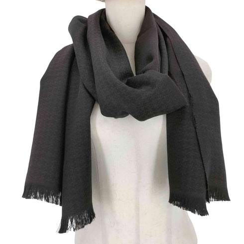 エンポリオアルマーニ EMPORIO ARMANI イタリア製 ロゴ刺繍 千鳥格子フリンジマフラー メンズ