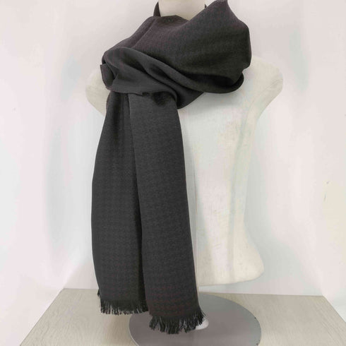 エンポリオアルマーニ EMPORIO ARMANI イタリア製 ロゴ刺繍 千鳥格子フリンジマフラー メンズ