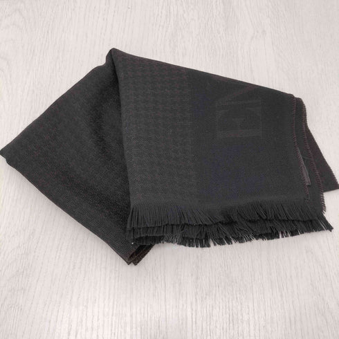 エンポリオアルマーニ EMPORIO ARMANI イタリア製 ロゴ刺繍 千鳥格子フリンジマフラー メンズ