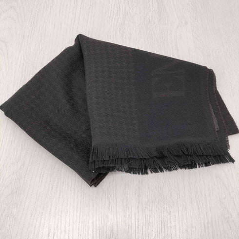 エンポリオアルマーニ EMPORIO ARMANI イタリア製 ロゴ刺繍 千鳥格子フリンジマフラー メンズ