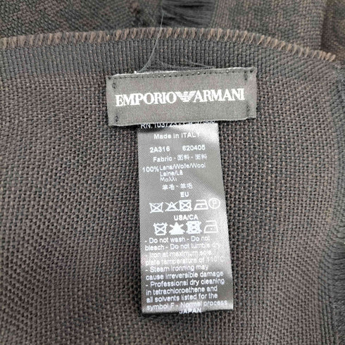 エンポリオアルマーニ EMPORIO ARMANI イタリア製 ロゴ刺繍 千鳥格子フリンジマフラー メンズ
