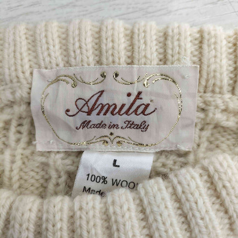 AMITA イタリア製 ウールケーブルニット セーター メンズ import:L