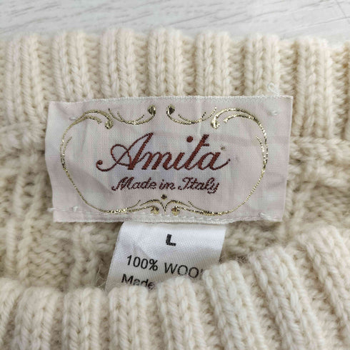 AMITA イタリア製 ウールケーブルニット セーター メンズ import:L