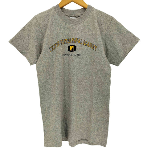 NAVAL ACADEMY GIFT SHOP USA製 シングルステッチ 霜降り ロゴプリント クルーネックカットソー メンズ import:S