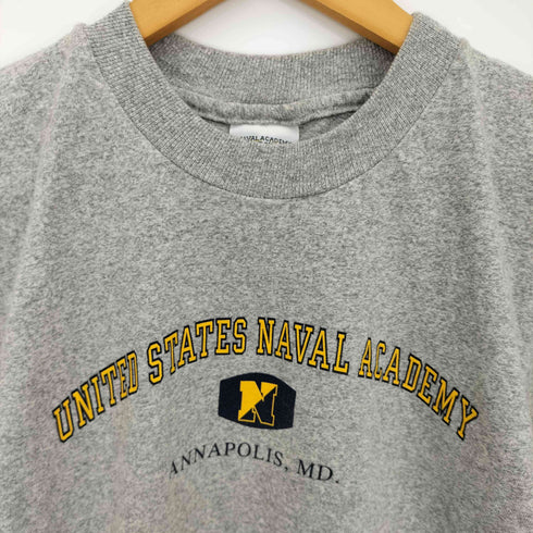 NAVAL ACADEMY GIFT SHOP USA製 シングルステッチ 霜降り ロゴプリント クルーネックカットソー メンズ import:S