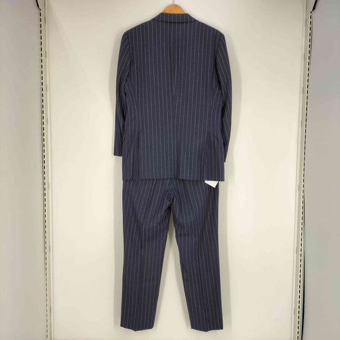 バーニーズニューヨーク BARNEYS NEWYORK MADISON SUPER 120S VITALE BARBERIS CANONICO ウール ストライプ 段返り 3Bテーラードジャケット ノータック スラックス セットアップ メンズ 46-03
