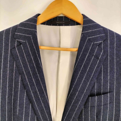 バーニーズニューヨーク BARNEYS NEWYORK MADISON SUPER 120S VITALE BARBERIS CANONICO ウール ストライプ 段返り 3Bテーラードジャケット ノータック スラックス セットアップ メンズ 46-03