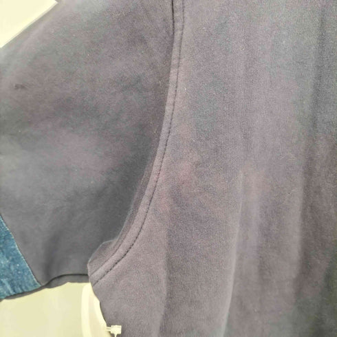 HERO 247.COM 90-00s 襟デニム切替 エルボーパッチ ハーフジップスウェット プルオーバー メンズ import:XL