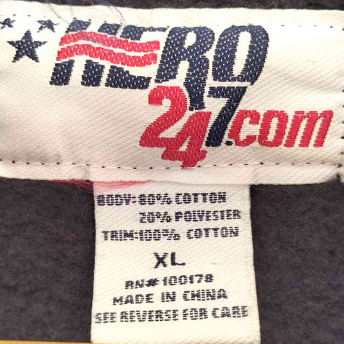 HERO 247.COM 90-00s 襟デニム切替 エルボーパッチ ハーフジップスウェット プルオーバー メンズ import:XL