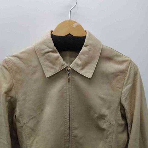 Lamb Leather Lacket 羊革 ラムレザー シングル ジップ アップ ライダース ジャケット レディース import:M