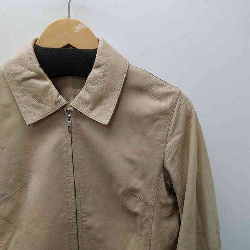 Lamb Leather Lacket 羊革 ラムレザー シングル ジップ アップ ライダース ジャケット レディース import:M