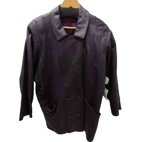 Double Breasted Lamb Leather Balmacaan Coat 羊革 ラムレザー ダブル バルマカーン ステンカラーコート レディース import:M