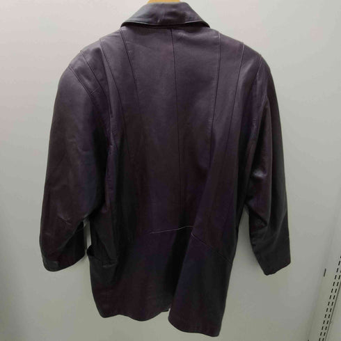 Double Breasted Lamb Leather Balmacaan Coat 羊革 ラムレザー ダブル バルマカーン ステンカラーコート レディース import:M