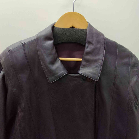 Double Breasted Lamb Leather Balmacaan Coat 羊革 ラムレザー ダブル バルマカーン ステンカラーコート レディース import:M
