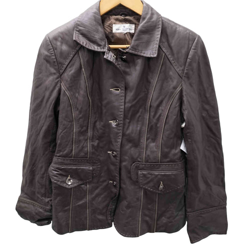 Lamb Leather Lacket 裏地総柄 ステッチ デザイン 羊革 ラムレザー シングル ライダース ジャケット レディース import:M