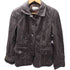 Lamb Leather Lacket 裏地総柄 ステッチ デザイン 羊革 ラムレザー シングル ライダース ジャケット レディース import:M