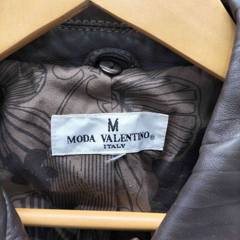 Lamb Leather Lacket 裏地総柄 ステッチ デザイン 羊革 ラムレザー シングル ライダース ジャケット レディース import:M