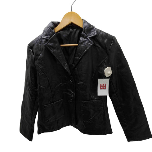 Lamb Leather Lacket 裏地総柄 ツギハギ ステッチ デザイン 羊革 ラムレザー ジャケット レディース import:M