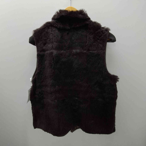 Real Fur 100%& Real Leather Reversible Mouton Vest リアルファー 裏地リアルレザー リバーシブル ムートン ベスト ジレ レディース import:M