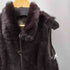 Real Fur 100%& Real Leather Reversible Mouton Vest リアルファー 裏地リアルレザー リバーシブル ムートン ベスト ジレ レディース import:M
