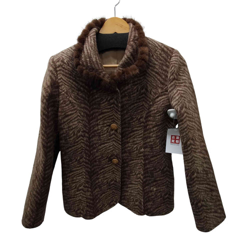 Italian Fabric Mink Real Fur 100% & CASHMERE 100% Zebra Jacket イタリア製 生地 ミンク リアルファー & カシミア 100% ゼブラ ジャケット レディース import:M