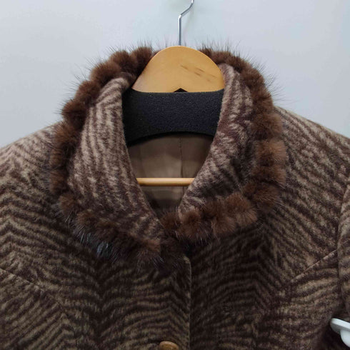 Italian Fabric Mink Real Fur 100% & CASHMERE 100% Zebra Jacket イタリア製 生地 ミンク リアルファー & カシミア 100% ゼブラ ジャケット レディース import:M